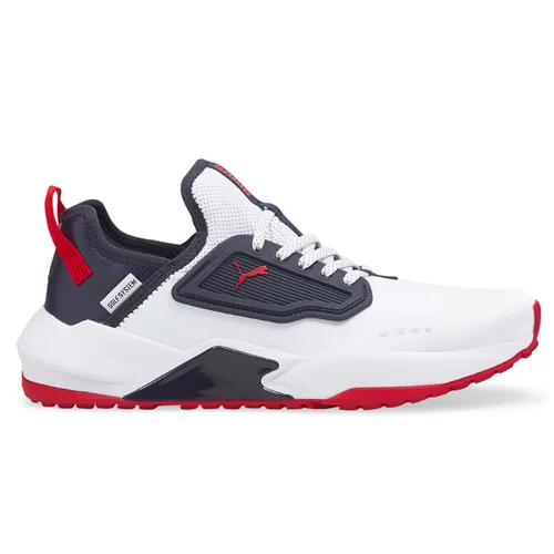 PUMA Golf Mens White, Navy Blue and Red Colour Block GS-One Golf Shoes, Size: 7 | American Golf