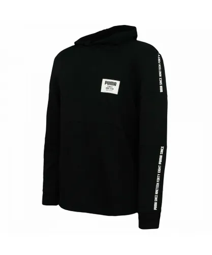 Puma Graphic Logo Long Sleeve Pullover Black Mens Cotton Hoodie 853267 01