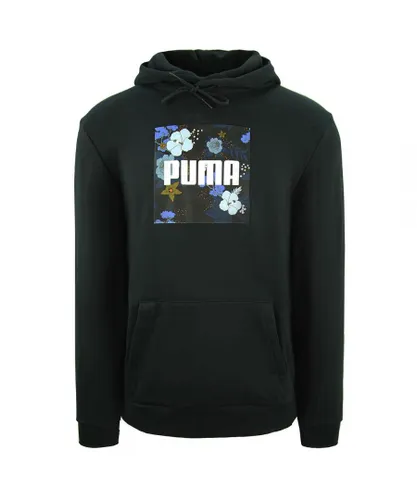 Puma Graphic Logo Long Sleeve Pullover Black Mens Hoodie 596726 01 Cotton