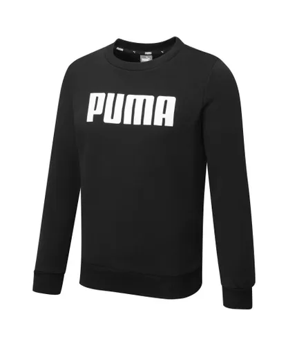Puma Kids Boys Essentials Fleece Crew Neck Sweatshirt Jumper Top Youth - Black Cotton