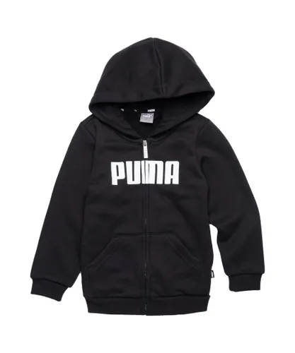 Puma Kids Boys Essentials Full-Zip Hoodie Hoody Hooded Top - Black Cotton