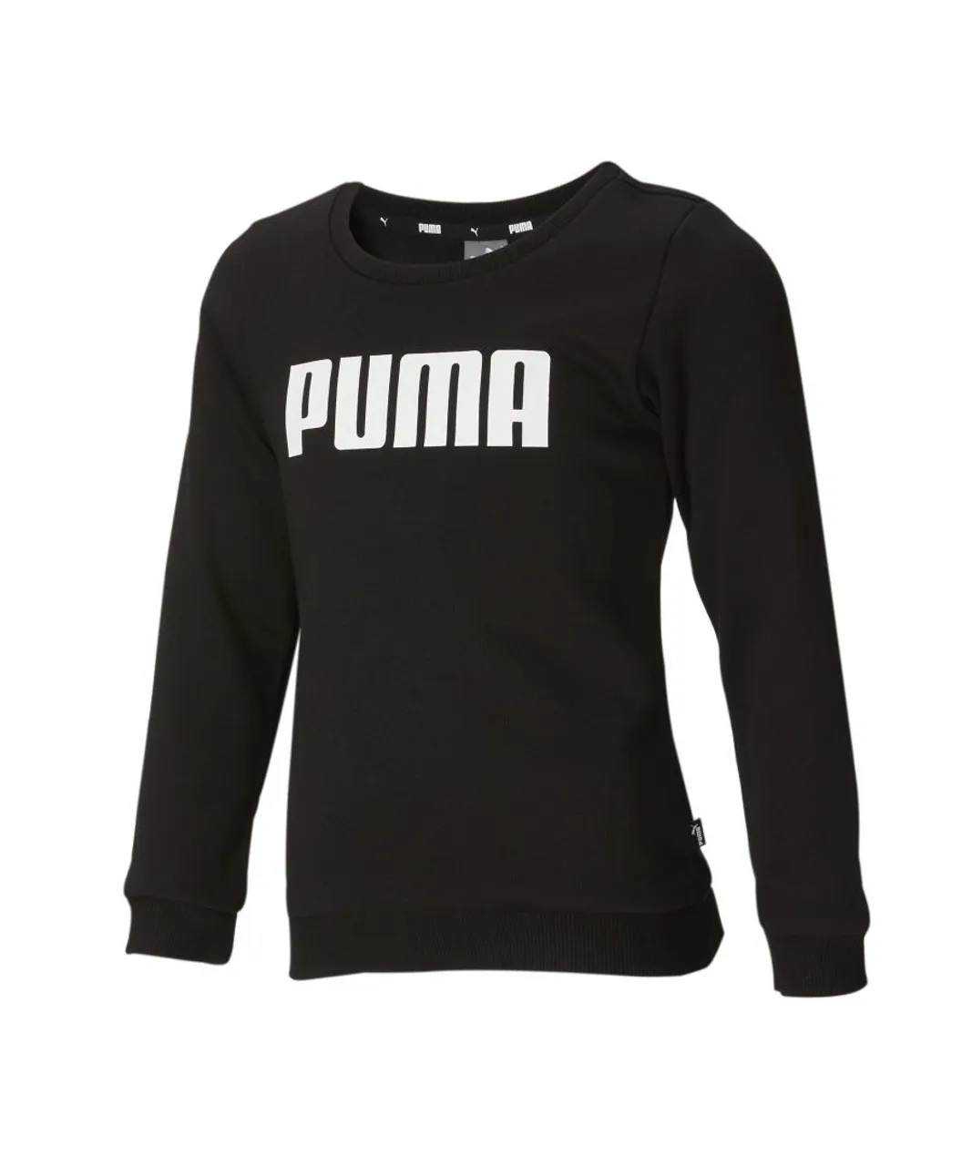 Puma Kids Girls ESS Crew Fleece Sweatshirt Jumper Top - Black Cotton