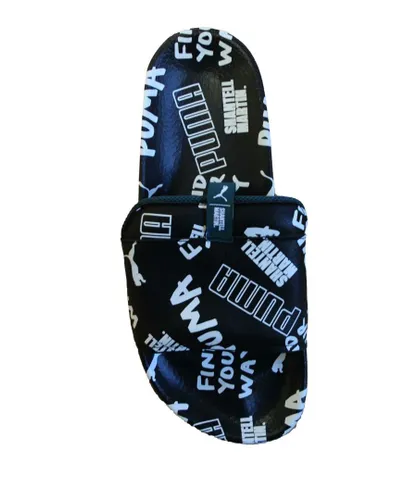 Puma Leadcat Graphic x Shantell Martin Slides Flip Flops Sandal Mens 366803 02 - Black Leather