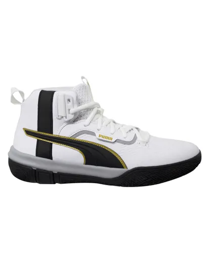 Puma Legacy 68 White Black Lace Up Mens Basketball Trainers 193512 01