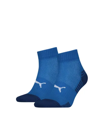 Puma Licence Unisex Sport Cushioned Quarter Socks 2 Pack - Blue