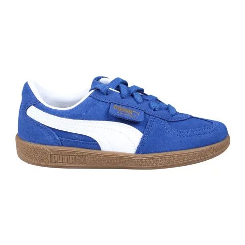Puma , Light Blue Low Sneakers with Golden Logo ,Blue unisex, Sizes: