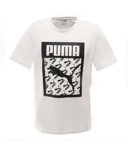 Puma Logo Fill Mens White T-Shirt Cotton