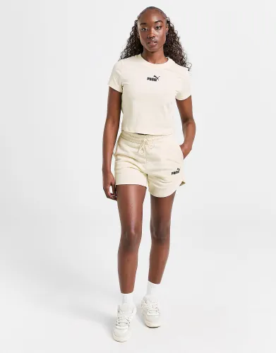 Puma Logo Fleece Shorts - White - Womens