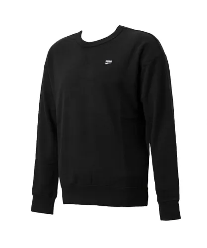 Puma Logo Street Style Mens Crew Sweatshirt Black 596011 01 Textile