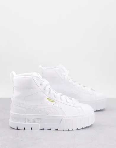 Puma Mayze Mid chunky trainers in triple white