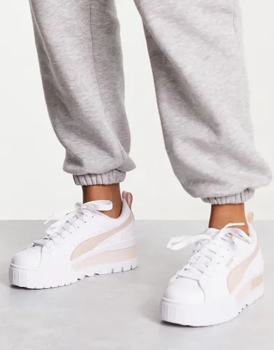 Puma Mayze Wedge trainers in white and pink