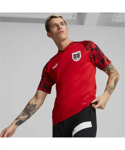 Puma Mens Austria Football Pre-match Jersey - Red polyester recycled