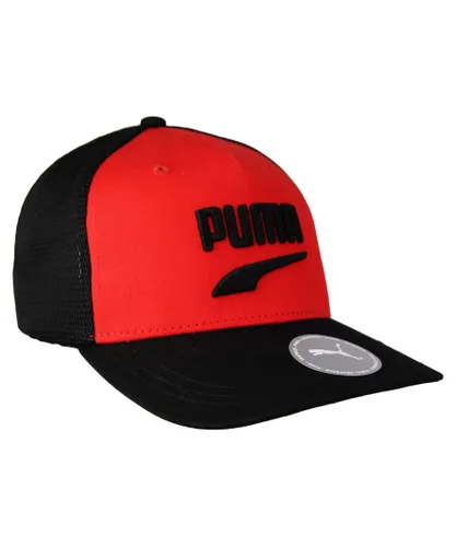 Puma Mens Basketball Trucker Black Red Unisex Adjustable Snapback Cap 022557 03 Textile - One
