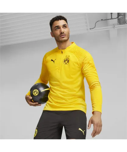 Puma Mens Borussia Dortmund Football Quarter-Zip Training Top - Yellow
