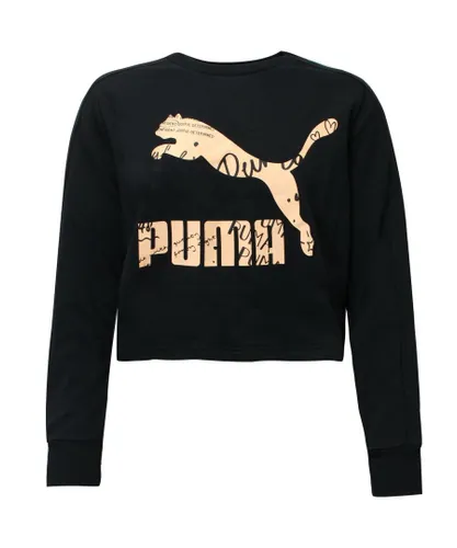 Puma Mens Classics Logo Crew Sweatshirt Graphic Black 595906 71 Textile
