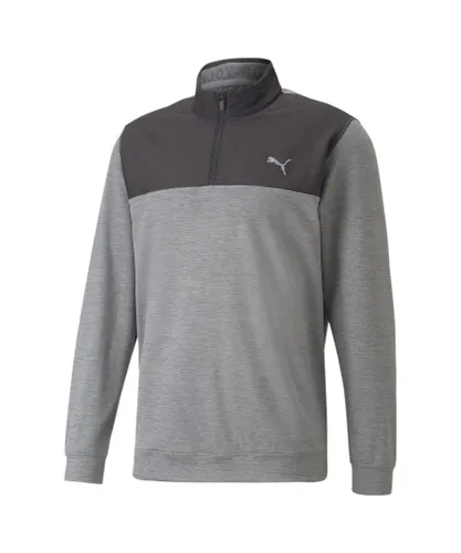 Puma Mens Cloudspun Colourblock Quarter-Zip Golf Sweatshirt - Grey
