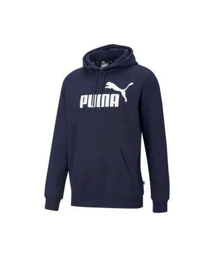 Puma Mens Essentials Big Logo Hoodie - Blue Cotton
