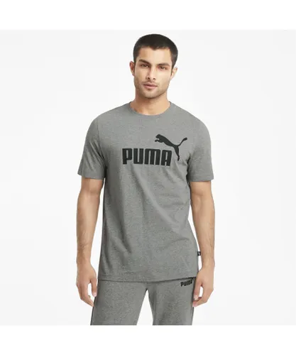 Puma Mens Essentials Logo T-Shirt - Grey Cotton