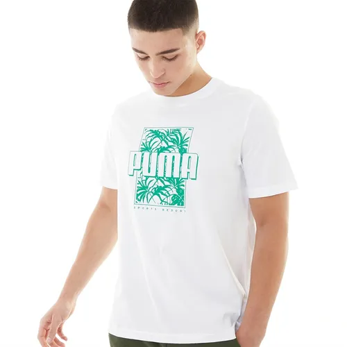 Puma Mens Essentials+ Palm Resort Graphic T-Shirt Puma White