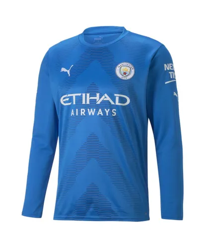 Puma Mens Manchester City F.C. Football Goalkeeper Long Sleeve Replica Jersey - Blue Polyester recycled