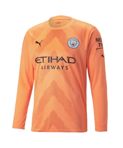 Puma Mens Manchester City F.C. Football Goalkeeper Long Sleeve Replica Jersey - Orange Polyester recycled