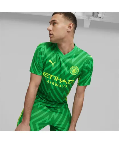 Puma Mens Manchester City Goalkeeper Short Sleeve Jersey - Green