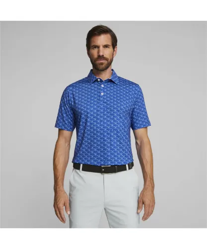 Puma Mens MATTR Palms Golf Polo Shirt - Blue Recycled Polyester