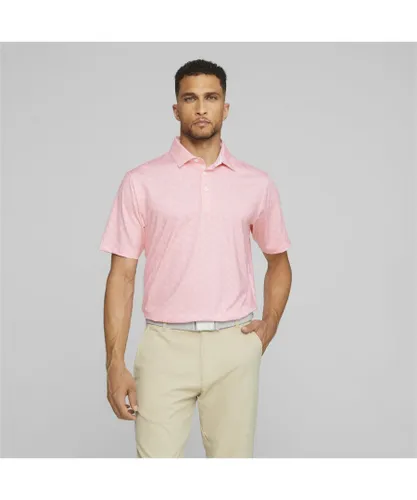 Puma Mens MATTR Palms Golf Polo Shirt - Pink Recycled Polyester
