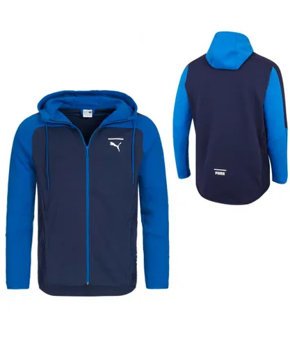 Puma Mens NET Full Zip Colour Block Hoodie Sweatshirt Jacket Navy 577173 03 - Blue Textile