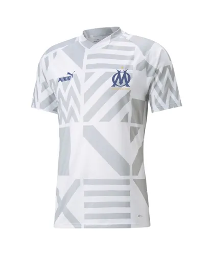 Puma Mens Olympique de Marseille Football Prematch Jersey - White Polyester recycled