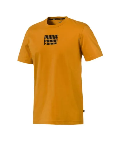 Puma Mens Rebel Up Basic Tee Casual Graphic T-Shirt Yellow 852404 25