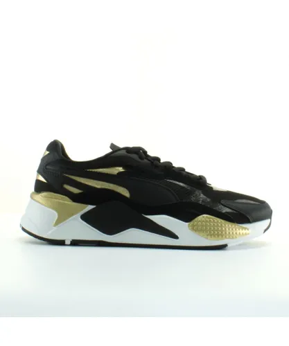 Puma Mens RS-X Gold Black Synthetic Unisex Lace Up Trainers 374253 01