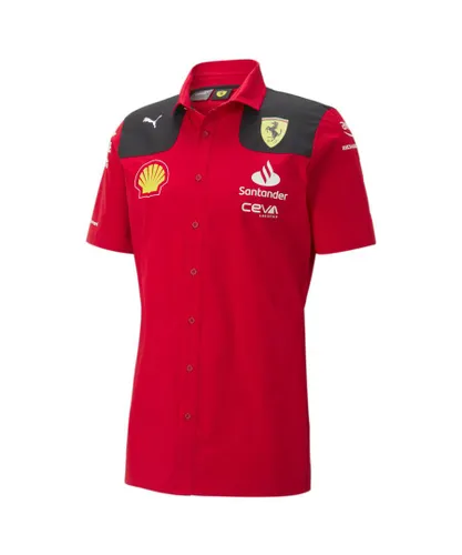 Puma Mens Scuderia Ferrari 2023 Team Replica Shirt - Red Cotton