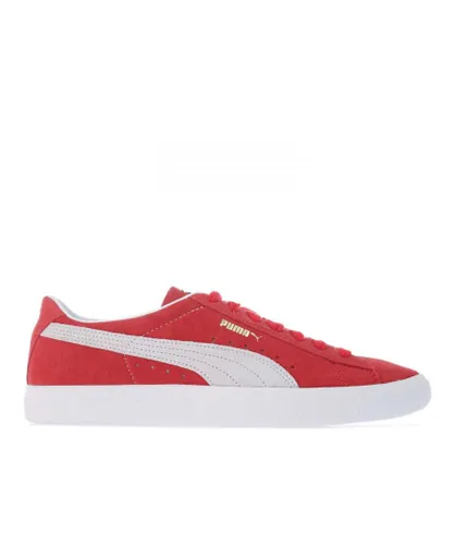 Puma Mens Suede VTG Trainers in red white Leather