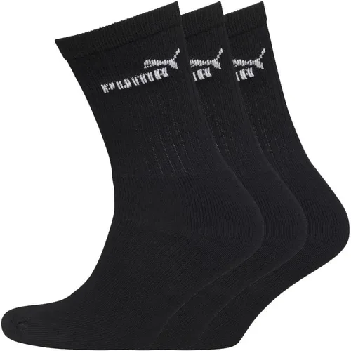 Puma Mens Three Pack Crew Socks Black