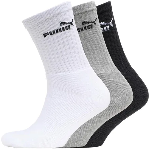 Puma Mens Three Pack Crew Socks White/Grey/Black