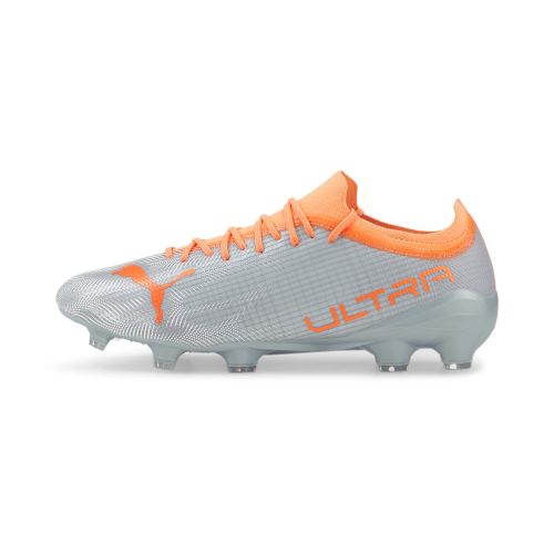 PUMA Men's Ultra 2.4 FG/AG Soccer Shoe, Diamond Silver-NEON Citrus,