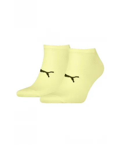 Puma Mens Unisex Sport Light Sneakers Socks 2 Pack - Yellow Fabric