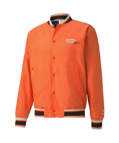 Puma Mens x Randomevent Bomber Graphic Logo Jacket Orange 596661 40 Textile