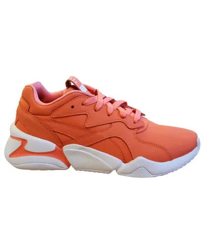 Puma Nova x Pantone Low Living Coral Leather Lace Up Womens Trainers 370723 01 - Orange Leather (archived)