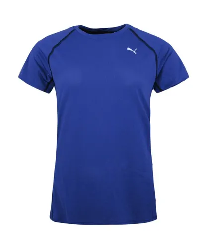 Puma PE Running Short Sleeve Tee Womens Gym Fitness Crew Neck Top Blue 513813 09 Cotton