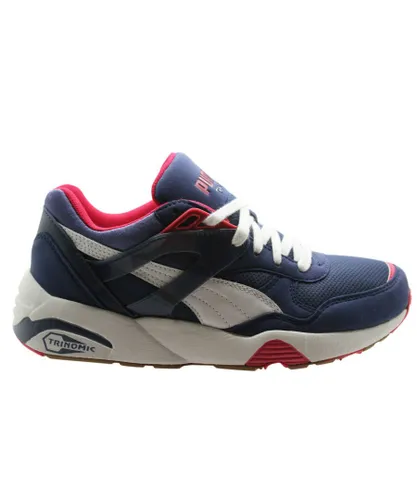 Puma R698 Basic Sport Womens Lace Up Trainers Navy Blue White 358068 02
