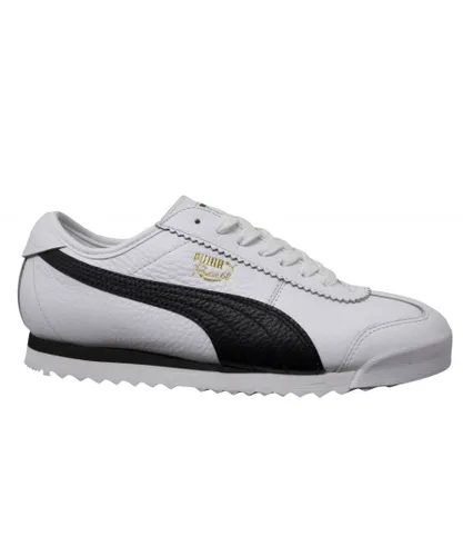 Puma Roma 68 Vintage White Black Leather Low Lace Up Mens Trainers 370051 02
