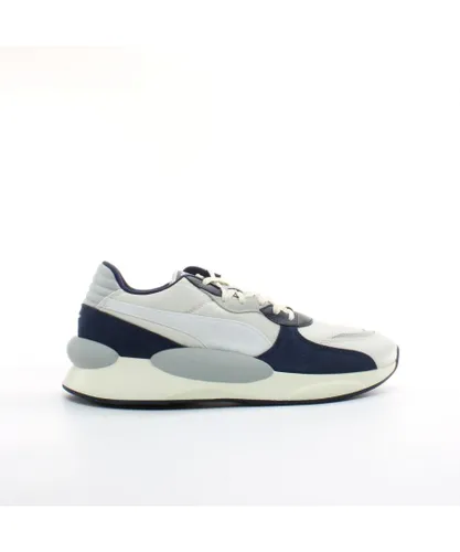 Puma RS 9.8 Space White Blue Low Lace Up Mens Running Trainers 370230 02 Textile