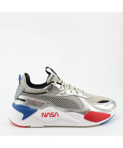 Puma RS x Space Agency Silver Textile Mens Lace Up Trainers 372511 01