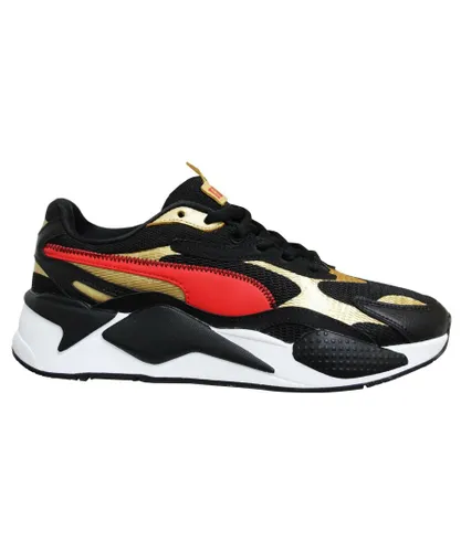Puma RS-X3 CNY Black Red Gold Low Lace Up Mens Running Trainers 373178 02 Textile
