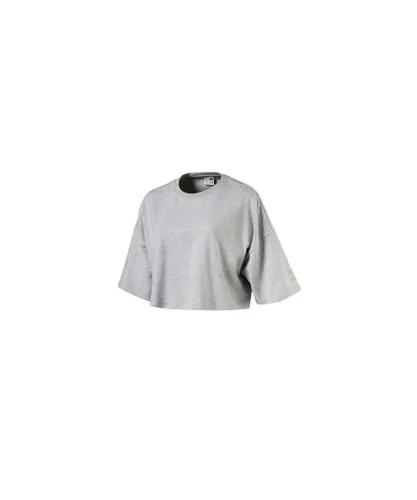Puma Short Sleeved Grey Crew Neck Womens Crop Top T-Shirt 573154 04 DD22