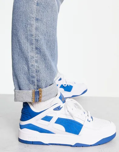 Puma slipstream trainers in white with blue suede detail-Multi