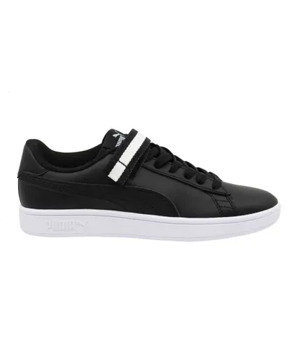 Puma Smash v2 Fresh Hook & Loop Strap Black Low Lace Up Mens Trainers 366912 03 Leather