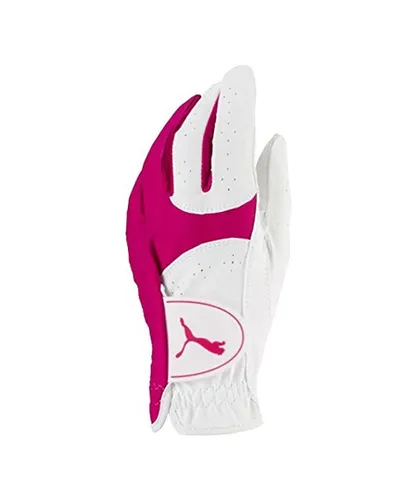 Puma Soft Lite Left Hand Leather White Pink Womens Golf Glove 041355 02